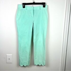 Crown & Ivy Pants womens 4 Blue scallop hem ankle capri